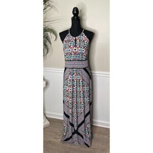 London Times Multicolored Geo Print Maxi Dress Size Medium